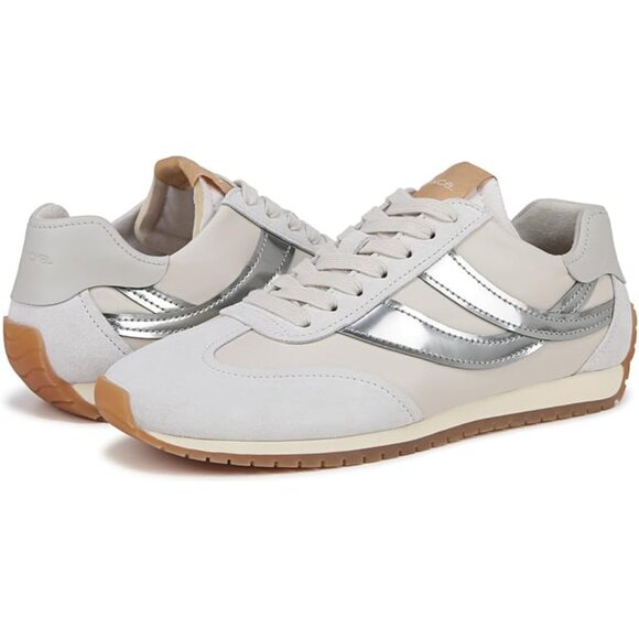 NEW VINCE Leather Oasis Runner Sneakers White/silver for women 252